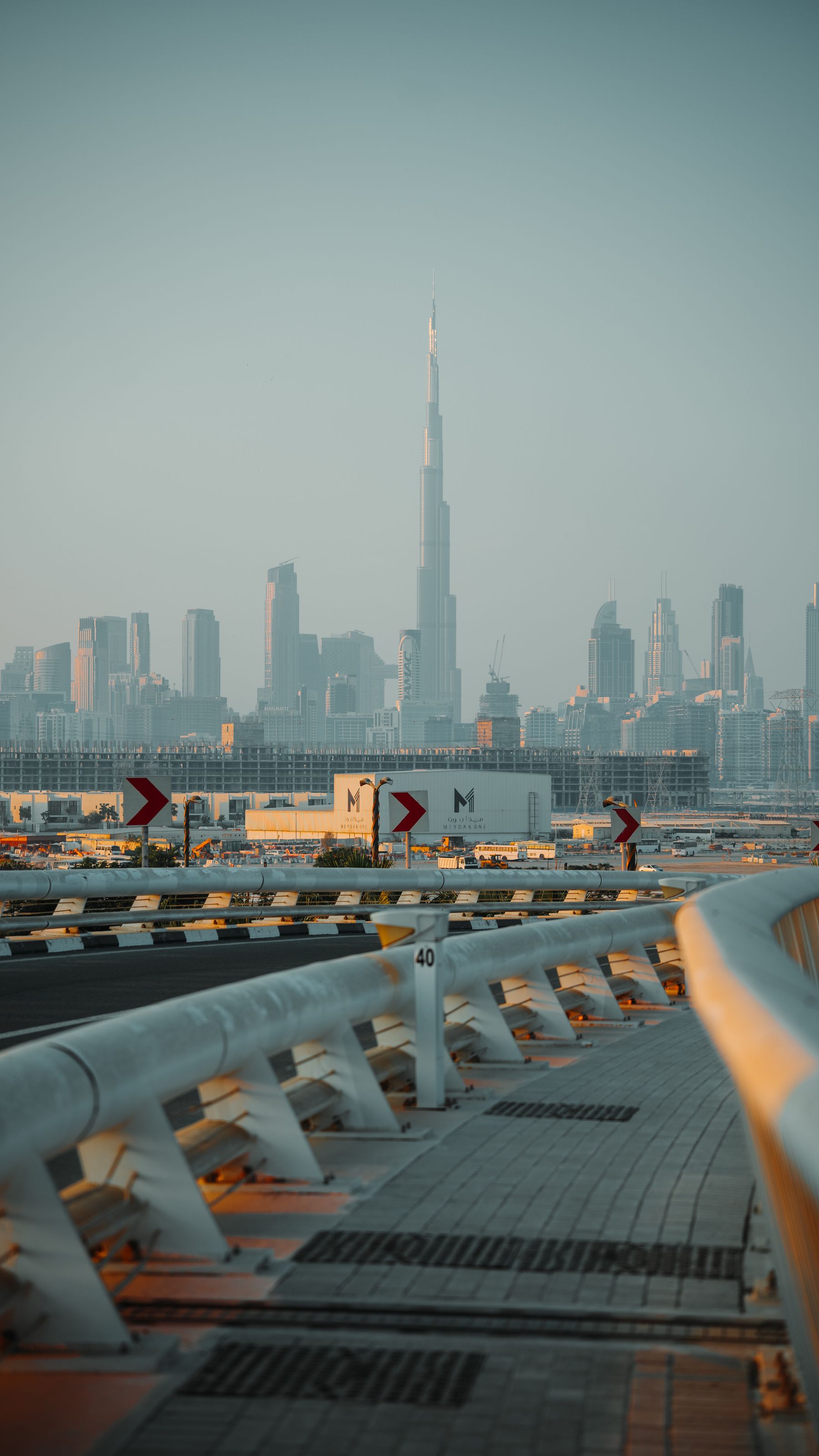 The Dubai skyline with Burj Khalifa at sunrise